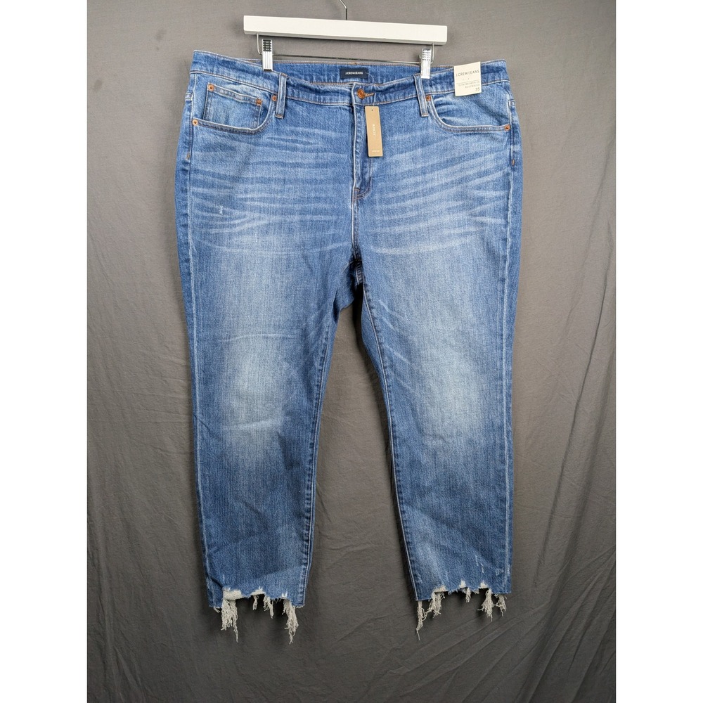 J.Crew Slim Broken-In Boyfriend Jeans VBL Blue‎ Distressed Raw Hem Size 35